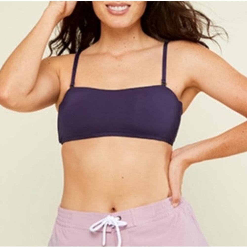 Andie navy bandeau bikini top